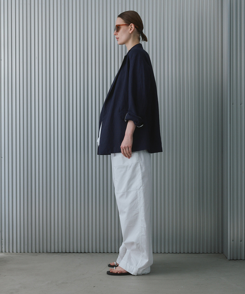 CALMER(カルメール)の「LINEN Jacket / リネンジャケット(その他アウター・レディース・ネイビー/ホワイト・2/1)」の6枚目の写真