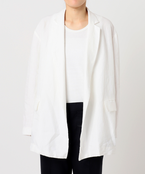 CALMER(カルメール)の「LINEN Jacket / リネンジャケット(その他アウター・レディース・ネイビー/ホワイト・2/1)」の4枚目の写真