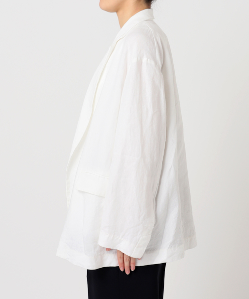 CALMER(カルメール)の「LINEN Jacket / リネンジャケット(その他アウター・レディース・ネイビー/ホワイト・2/1)」の3枚目の写真