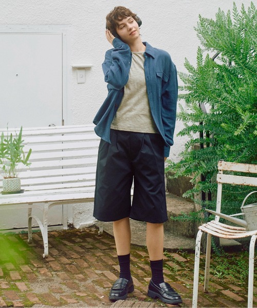 Zooodle(ズードル)の「Double Pocket Cotton Shirt - ダブルポケットコットンシャツ -(シャツ/ブラウス・メンズ・ネイビー/ベージュ・MEDIUM/LARGE)」の9枚目の写真