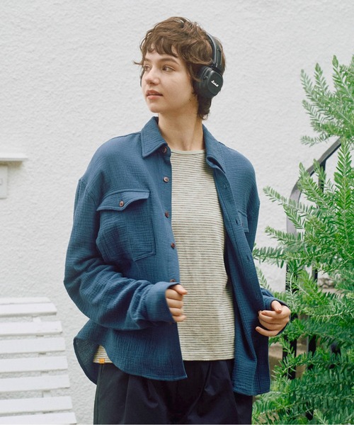 Zooodle(ズードル)の「Double Pocket Cotton Shirt - ダブルポケットコットンシャツ -(シャツ/ブラウス・メンズ・ネイビー/ベージュ・MEDIUM/LARGE)」の6枚目の写真