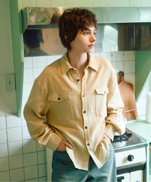 Zooodle(ズードル)の「Double Pocket Cotton Shirt - ダブルポケットコットンシャツ -(シャツ/ブラウス・メンズ・ネイビー/ベージュ・MEDIUM/LARGE)」の22枚目の写真