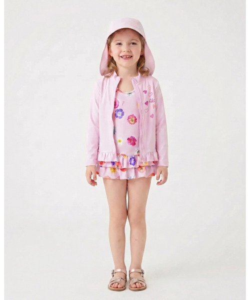 HAKKA KIDS（ハッカキッズ）の「ハートプリントラッシュガード（UVカット）（ラッシュガード・キッズ・ピンク/パープル・M/S/L）」の7枚目の写真