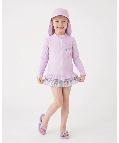 HAKKA KIDS（ハッカキッズ）の「ハートプリントラッシュガード（UVカット）（ラッシュガード・キッズ・ピンク/パープル・M/S/L）」の4枚目の写真
