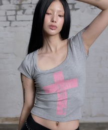 A'GEM/9 × .kom 『NIIER NOR/ニーアノア』WING CROSS SQUARE NECK TEE/羽クロススクエアネック Tシャツ