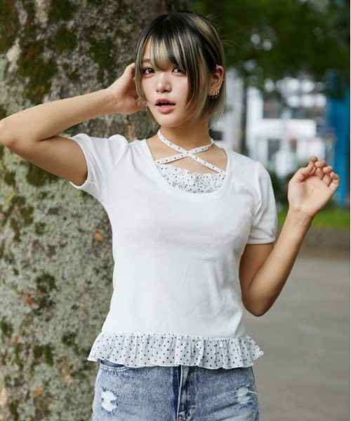 GORGE(ゴージ)の「《ホルターストラップ×ドットフリル》カットソー/韓国風×ガーリー/春夏/全3色(Tシャツ/カットソー・レディース・ブラック/オフホワイト/ライトブルー・F)」の17枚目の写真