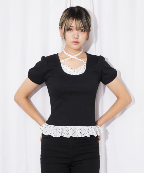 GORGE(ゴージ)の「《ホルターストラップ×ドットフリル》カットソー/韓国風×ガーリー/春夏/全3色(Tシャツ/カットソー・レディース・ブラック/オフホワイト/ライトブルー・F)」の20枚目の写真