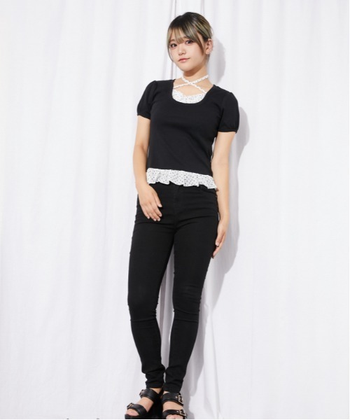 GORGE(ゴージ)の「《ホルターストラップ×ドットフリル》カットソー/韓国風×ガーリー/春夏/全3色(Tシャツ/カットソー・レディース・ブラック/オフホワイト/ライトブルー・F)」の22枚目の写真