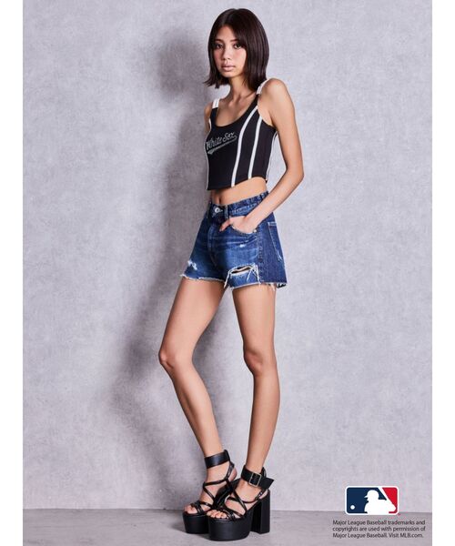 GYDA（ジェイダ）の「GYDA［MLB］bijou logo line ビスチェ【セットアップ着用可能】（タンクトップ・レディース・ブラック/オフホワイト/グレー/その他1・FREE）」の6枚目の写真