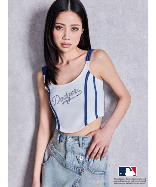GYDA（ジェイダ）の「GYDA［MLB］bijou logo line ビスチェ【セットアップ着用可能】（タンクトップ・レディース・ブラック/オフホワイト/グレー/その他1・FREE）」の9枚目の写真