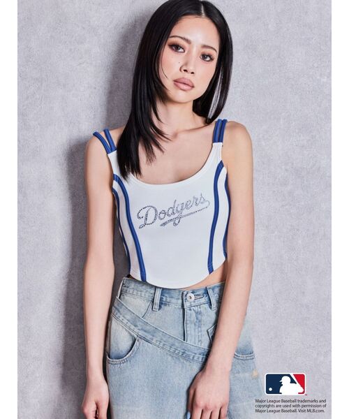 GYDA（ジェイダ）の「GYDA［MLB］bijou logo line ビスチェ【セットアップ着用可能】（タンクトップ・レディース・ブラック/オフホワイト/グレー/その他1・FREE）」の10枚目の写真