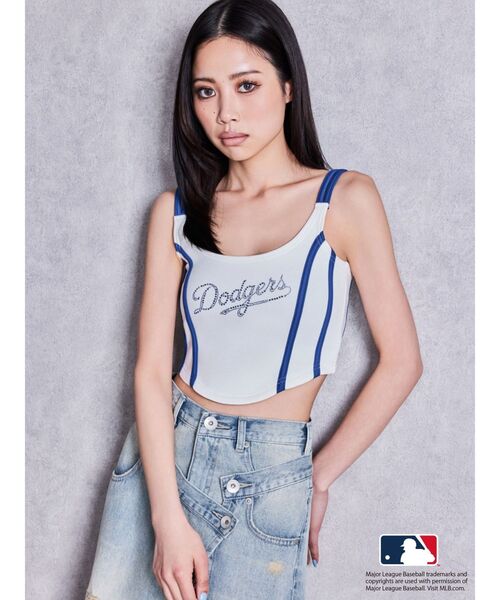 GYDA（ジェイダ）の「GYDA［MLB］bijou logo line ビスチェ【セットアップ着用可能】（タンクトップ・レディース・ブラック/オフホワイト/グレー/その他1・FREE）」の11枚目の写真