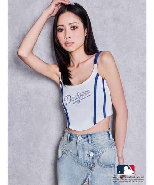 GYDA（ジェイダ）の「GYDA［MLB］bijou logo line ビスチェ【セットアップ着用可能】（タンクトップ・レディース・ブラック/オフホワイト/グレー/その他1・FREE）」の12枚目の写真