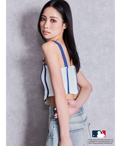 GYDA（ジェイダ）の「GYDA［MLB］bijou logo line ビスチェ【セットアップ着用可能】（タンクトップ・レディース・ブラック/オフホワイト/グレー/その他1・FREE）」の13枚目の写真