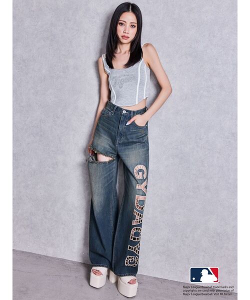 GYDA（ジェイダ）の「GYDA［MLB］bijou logo line ビスチェ（タンクトップ・レディース・ブラック/オフホワイト/グレー・FREE）」の14枚目の写真
