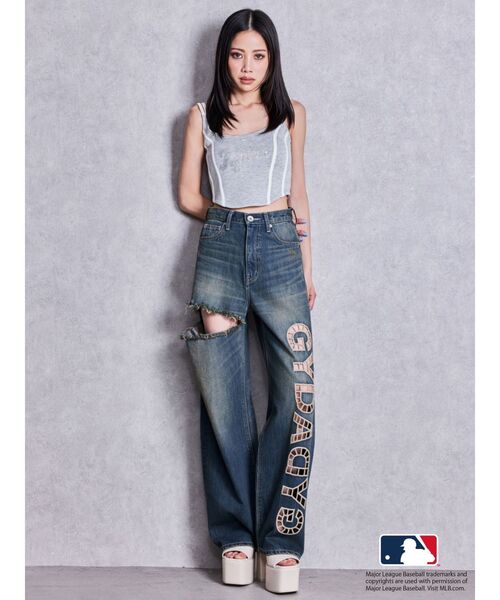 GYDA（ジェイダ）の「GYDA［MLB］bijou logo line ビスチェ（タンクトップ・レディース・ブラック/オフホワイト/グレー・FREE）」の16枚目の写真