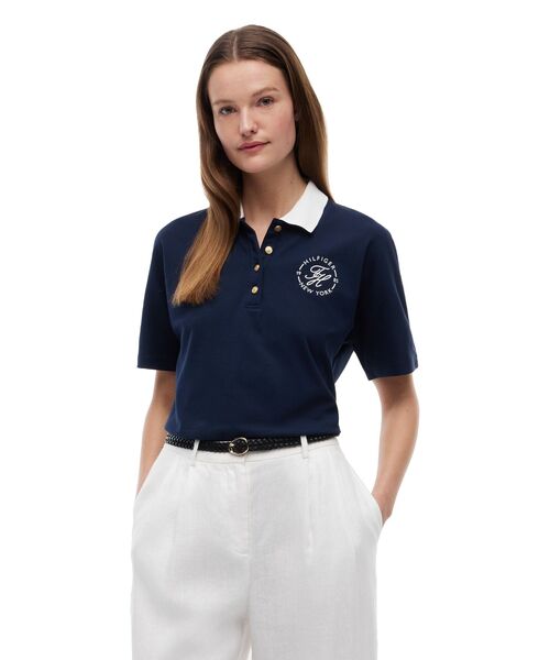 TOMMY HILFIGER(トミーヒルフィガー)の「バイカラーショートスリーブポロシャツ(ポロシャツ・レディース・マルチ/ネイビー・X-SMALL/MEDIUM/SMALL)」の2枚目の写真