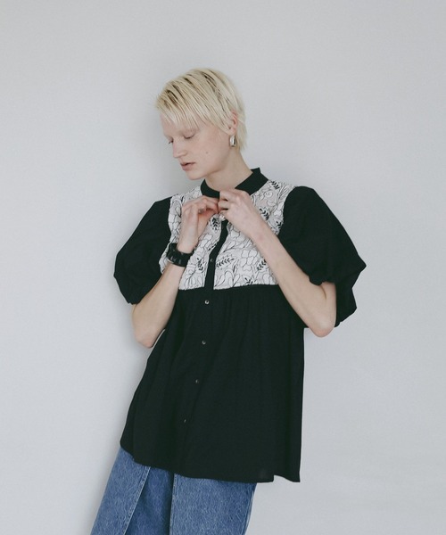 AMERICAN RAG CIE(アメリカンラグシー)の「【AMERICAN RAG CIE】 インディアレースブラウス(WOMEN)(シャツ/ブラウス・レディース・ブラック/オフホワイト・FREE)」の21枚目の写真