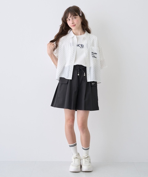 pom ponette junior(ポンポネットジュニア)の「半袖シアーシャツ×Tシャツセット(シャツ/ブラウス・キッズ・ホワイト/ブラック/ライトグリーン・L:160cm/M:150cm/S:140cm)」の8枚目の写真