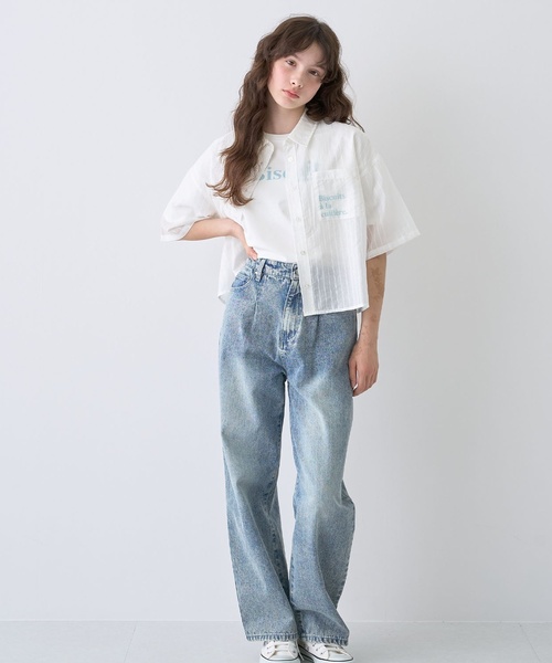 pom ponette junior(ポンポネットジュニア)の「半袖シアーシャツ×Tシャツセット(シャツ/ブラウス・キッズ・ホワイト/ブラック/ライトグリーン・L:160cm/M:150cm/S:140cm)」の9枚目の写真