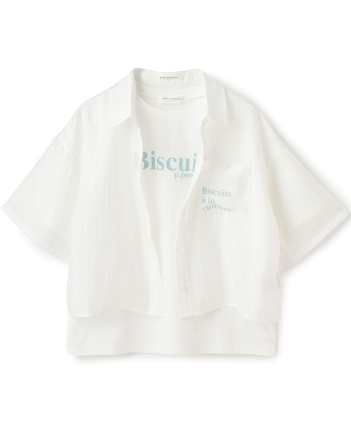 pom ponette junior(ポンポネットジュニア)の「半袖シアーシャツ×Tシャツセット(シャツ/ブラウス・キッズ・ホワイト/ブラック/ライトグリーン・L:160cm/M:150cm/S:140cm)」の12枚目の写真