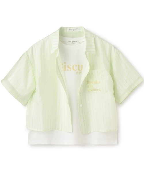 pom ponette junior(ポンポネットジュニア)の「半袖シアーシャツ×Tシャツセット(シャツ/ブラウス・キッズ・ホワイト/ブラック/ライトグリーン・L:160cm/M:150cm/S:140cm)」の13枚目の写真