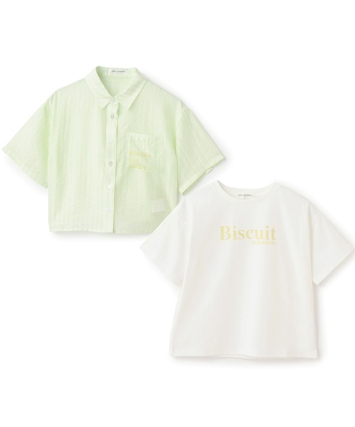 pom ponette junior(ポンポネットジュニア)の「半袖シアーシャツ×Tシャツセット(シャツ/ブラウス・キッズ・ホワイト/ブラック/ライトグリーン・L:160cm/M:150cm/S:140cm)」の15枚目の写真