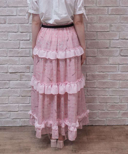 axes femme POETIQUE（アクシーズファムポエティック）の「リボン柄シアーチェックＳＫ（スカート・レディース・ピンク/オレンジ/ブルー・MEDIUM）」の6枚目の写真