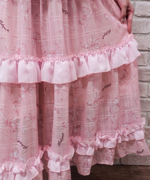 axes femme POETIQUE（アクシーズファムポエティック）の「リボン柄シアーチェックＳＫ（スカート・レディース・ピンク/オレンジ/ブルー・MEDIUM）」の8枚目の写真