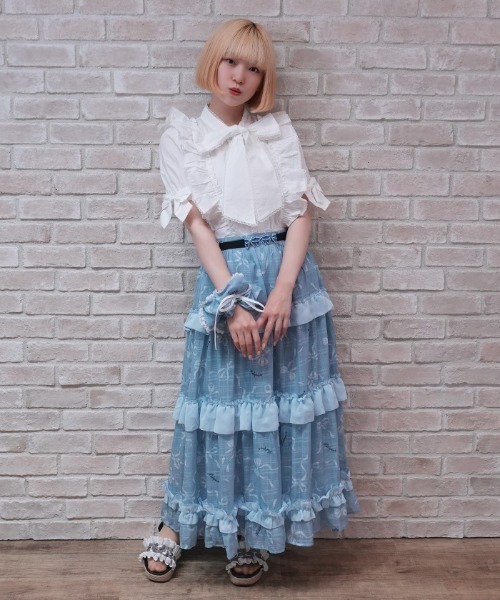 axes femme POETIQUE（アクシーズファムポエティック）の「リボン柄シアーチェックＳＫ（スカート・レディース・ピンク/オレンジ/ブルー・MEDIUM）」の11枚目の写真