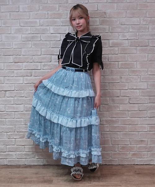 axes femme POETIQUE（アクシーズファムポエティック）の「リボン柄シアーチェックＳＫ（スカート・レディース・ピンク/オレンジ/ブルー・MEDIUM）」の12枚目の写真