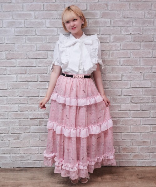 axes femme POETIQUE（アクシーズファムポエティック）の「リボン柄シアーチェックＳＫ（スカート・レディース・ピンク/オレンジ/ブルー・MEDIUM）」の13枚目の写真