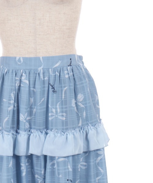axes femme POETIQUE（アクシーズファムポエティック）の「リボン柄シアーチェックＳＫ（スカート・レディース・ピンク/オレンジ/ブルー・MEDIUM）」の19枚目の写真
