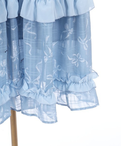 axes femme POETIQUE（アクシーズファムポエティック）の「リボン柄シアーチェックＳＫ（スカート・レディース・ピンク/オレンジ/ブルー・MEDIUM）」の20枚目の写真