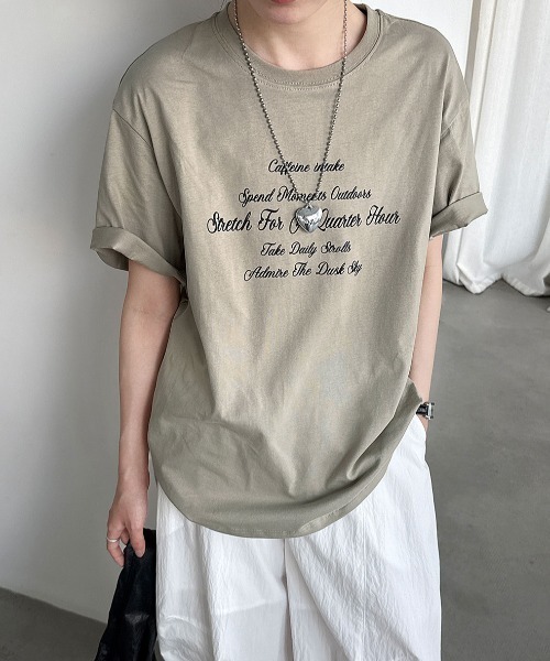 semplice(センプリチェ)の「ロゴプリント半袖 T シャツ(Tシャツ/カットソー・レディース・キャメル/ネイビー・F)」の1枚目の写真