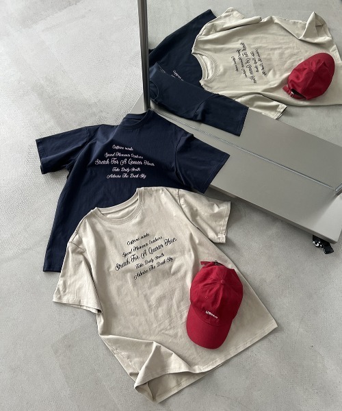 semplice(センプリチェ)の「ロゴプリント半袖 T シャツ(Tシャツ/カットソー・レディース・キャメル/ネイビー・F)」の12枚目の写真