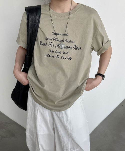 semplice(センプリチェ)の「ロゴプリント半袖 T シャツ(Tシャツ/カットソー・レディース・キャメル/ネイビー・F)」の5枚目の写真