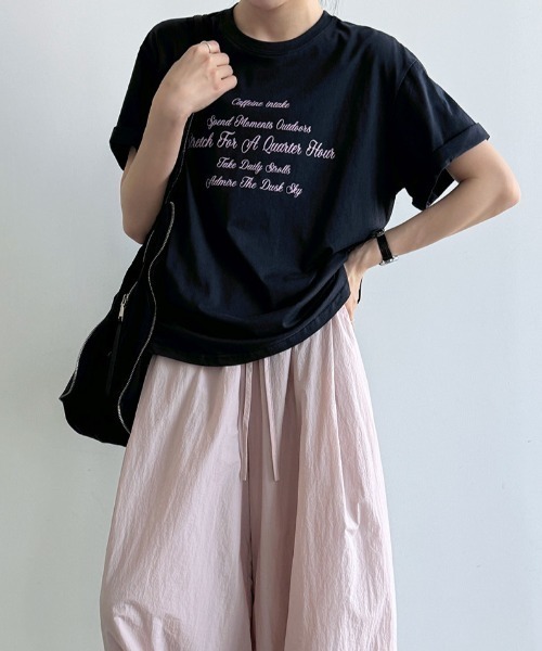 semplice(センプリチェ)の「ロゴプリント半袖 T シャツ(Tシャツ/カットソー・レディース・キャメル/ネイビー・F)」の10枚目の写真