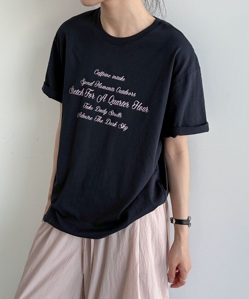 semplice(センプリチェ)の「ロゴプリント半袖 T シャツ(Tシャツ/カットソー・レディース・キャメル/ネイビー・F)」の11枚目の写真
