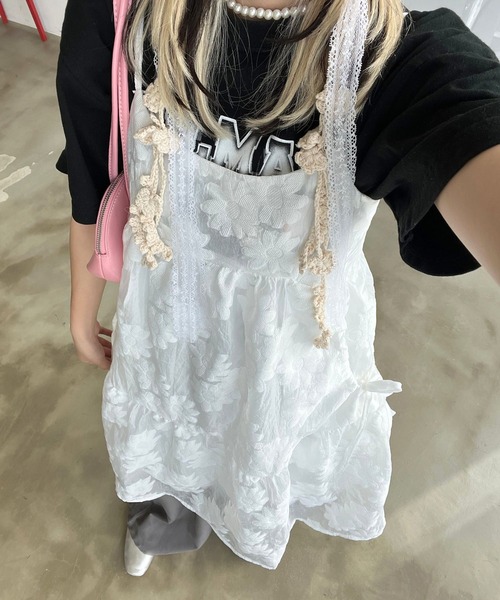 mul.(ムル)の「レース花柄ワンピース(ワンピース・レディース・ホワイト/ブラック・FREE)」の6枚目の写真