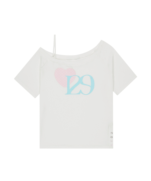 ILLIGO(イリゴ)の「129 ハートスナップワンショルダーティーシャツ ホワイトピンク(Tシャツ/カットソー・レディース・その他・OS)」の4枚目の写真