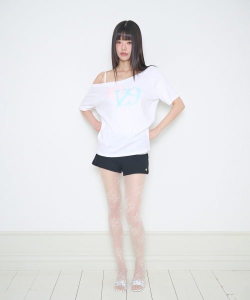 ILLIGO(イリゴ)の「129 ハートスナップワンショルダーティーシャツ ホワイトピンク(Tシャツ/カットソー・レディース・その他・OS)」の10枚目の写真