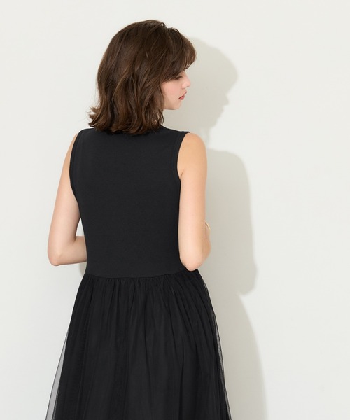coca(coca)(コカ)の「チュールドッキングキャミワンピース(ワンピース・レディース・ブラック/ベージュ・L/M)」の5枚目の写真
