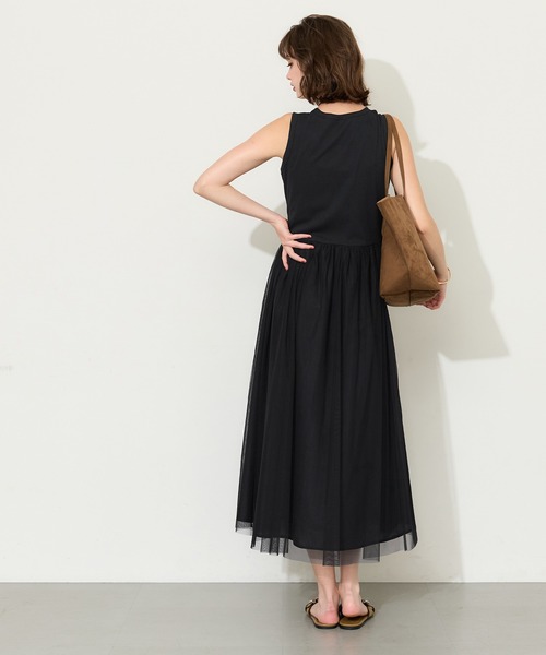coca(coca)(コカ)の「チュールドッキングキャミワンピース(ワンピース・レディース・ブラック/ベージュ・L/M)」の8枚目の写真