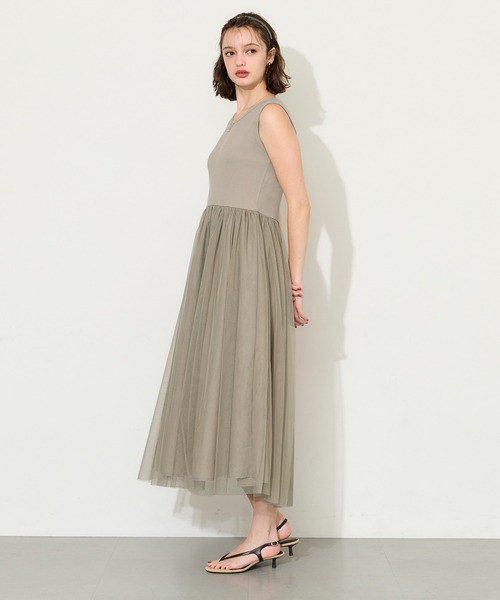 coca(coca)(コカ)の「チュールドッキングキャミワンピース(ワンピース・レディース・ブラック/ベージュ・L/M)」の10枚目の写真