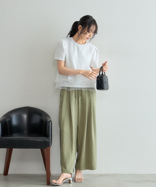 &. NOSTALGIA(アンドドットノスタルジア)の「チュールフリル付きプルオーバー(Tシャツ/カットソー・レディース・オフホワイト/ブラック・M)」の4枚目の写真