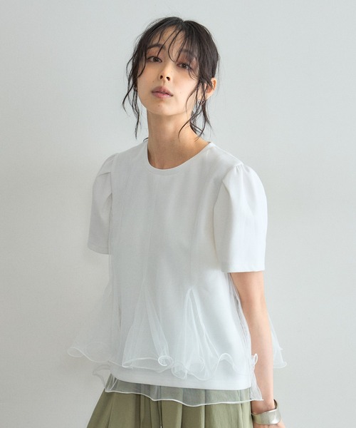 &. NOSTALGIA(アンドドットノスタルジア)の「チュールフリル付きプルオーバー(Tシャツ/カットソー・レディース・オフホワイト/ブラック・M)」の6枚目の写真