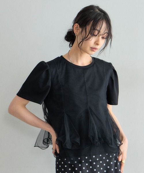 &. NOSTALGIA(アンドドットノスタルジア)の「チュールフリル付きプルオーバー(Tシャツ/カットソー・レディース・オフホワイト/ブラック・M)」の12枚目の写真