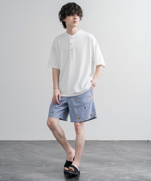 HOUSTON(ヒューストン)の「HOUSTON CHAMBRAY ALLOVER EMB EASY SHORTS シャンブレー総柄刺繍イージーショートパンツ(その他パンツ・メンズ・インディゴブルー/ライトブルー・XXL/XL/L/M)」の6枚目の写真