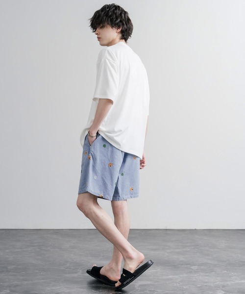 HOUSTON(ヒューストン)の「HOUSTON CHAMBRAY ALLOVER EMB EASY SHORTS シャンブレー総柄刺繍イージーショートパンツ(その他パンツ・メンズ・インディゴブルー/ライトブルー・XXL/XL/L/M)」の8枚目の写真